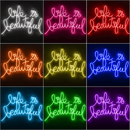 Life Is Beautiful LED Neon Sign Bedroom Wall Art - Shineneon
