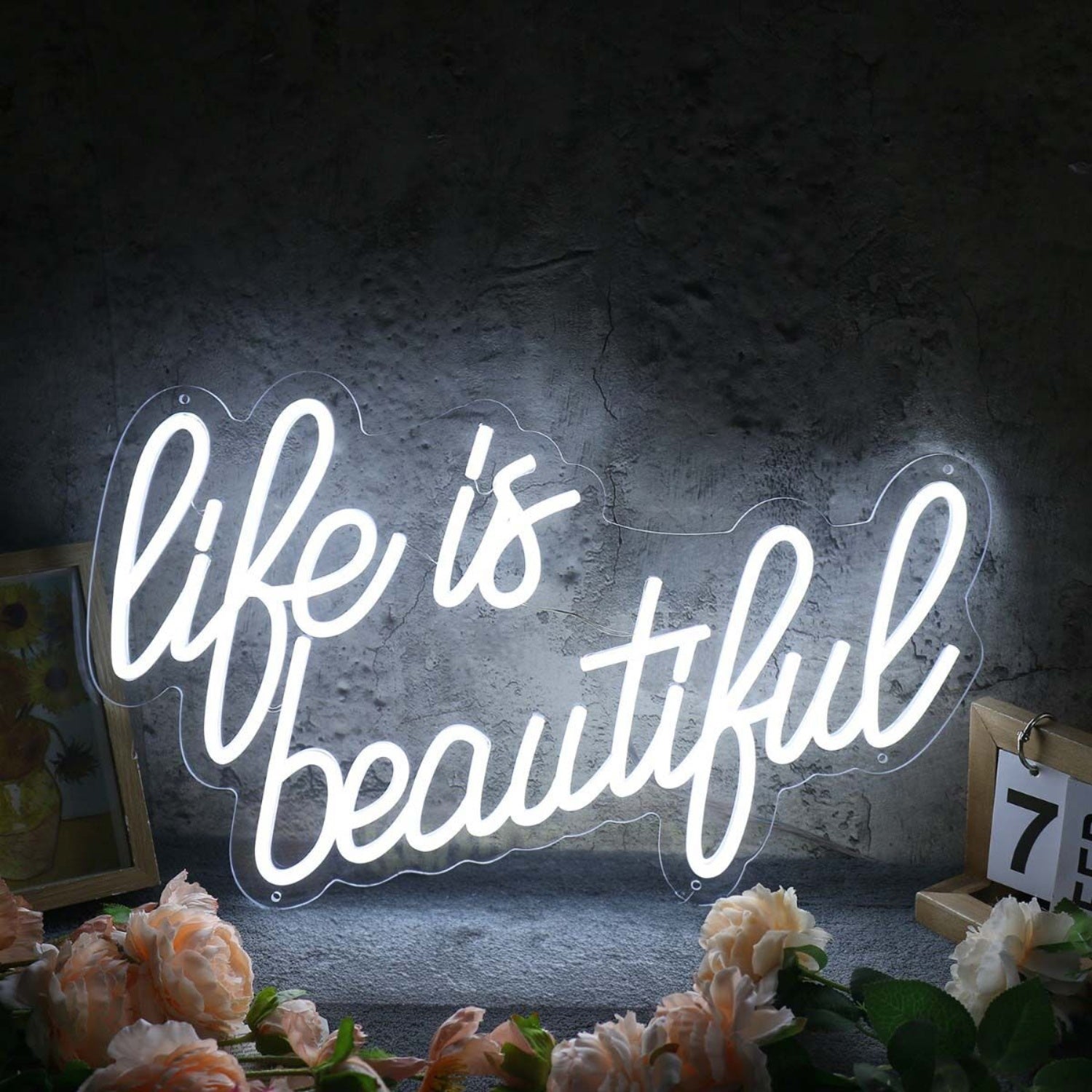 Life Is Beautiful White Custom Neon Led Sign - Shineneon