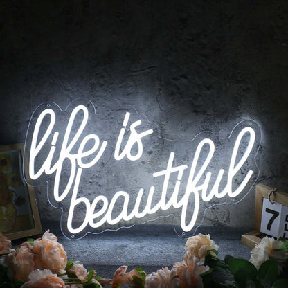 Life Is Beautiful White Custom Neon Led Sign - Shineneon