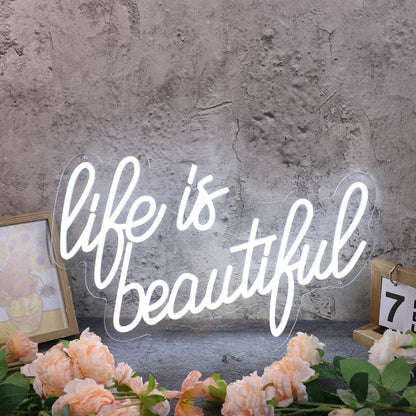 Life Is Beautiful White Custom Neon Led Sign - Shineneon