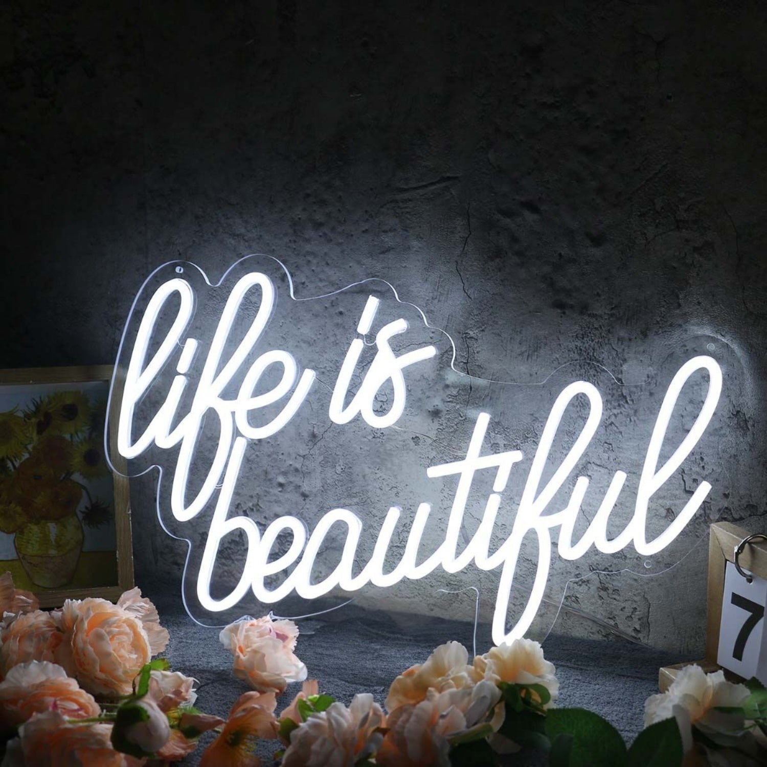 Life Is Beautiful White Custom Neon Led Sign - Shineneon