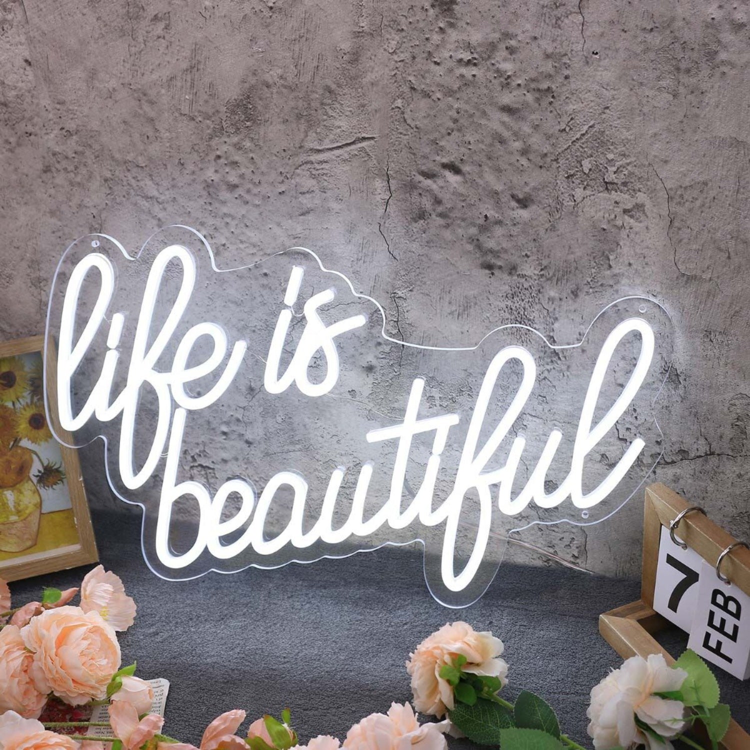 Life Is Beautiful White Custom Neon Led Sign - Shineneon