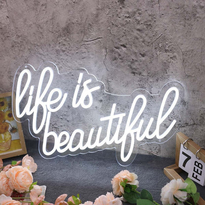 Life Is Beautiful White Custom Neon Led Sign - Shineneon
