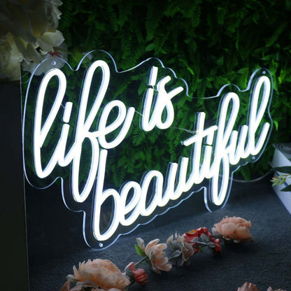 Life Is Beautiful White Neon Sign | Shineneon