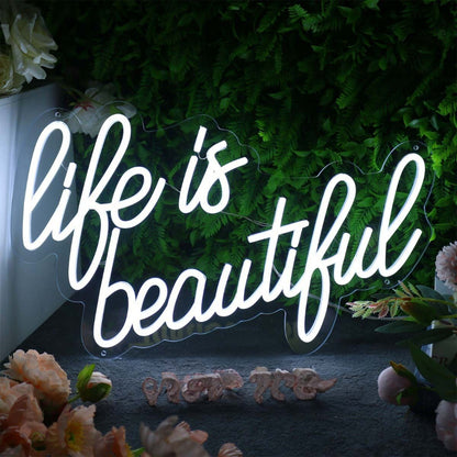 Life Is Beautiful White Neon Sign | Shineneon