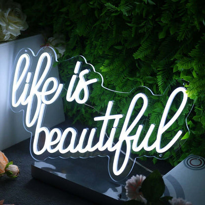 Life Is Beautiful White Neon Sign | Shineneon
