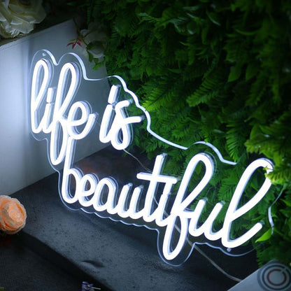 Life Is Beautiful White Neon Sign | Shineneon