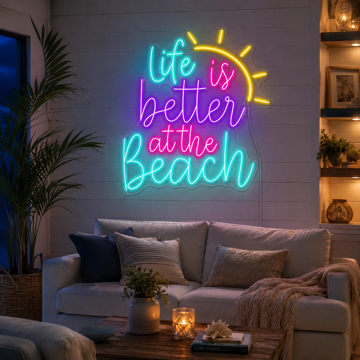 Life Is Better At The Beach Neon Sign Wall Art LED Neon Sign real lifestyle scene