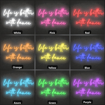 Life Is Better LED Neon Sign Home Garage Wall Decoration color grid