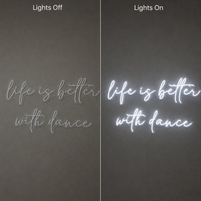 Life Is Better LED Neon Sign Home Garage Wall Decoration day and night comparison