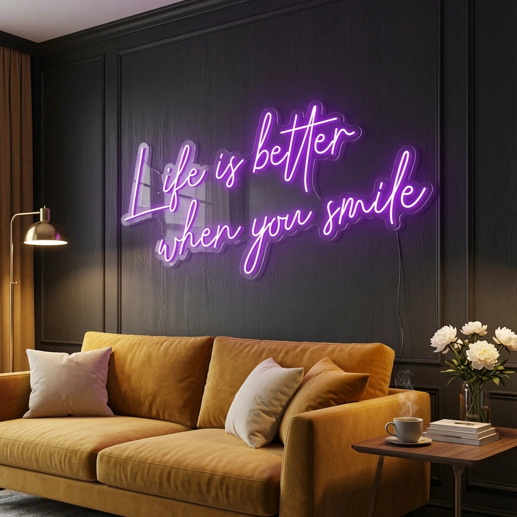 Life Is Better When You Smile LED Neon Sign - 02 High-Converting Product Image