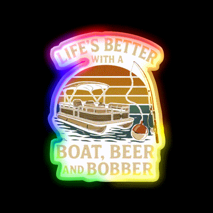 Life Is Better With A Boat Beer And Bobber Beer Bar Decor Led Neon Sign Rgb Color - LED neon sign close-up detail