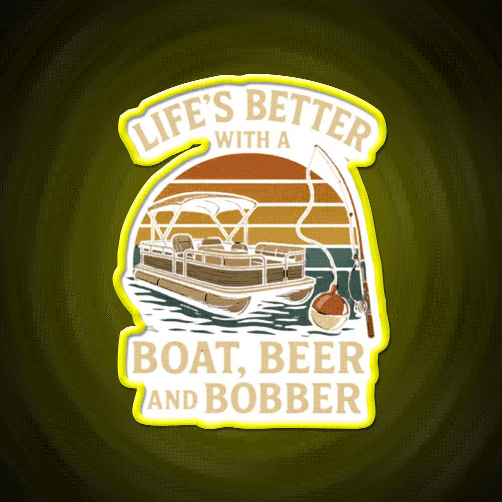 Life Is Better With A Boat Beer And Bobber Beer Bar Decor Led Neon Sign Rgb Color - Custom LED neon sign front view