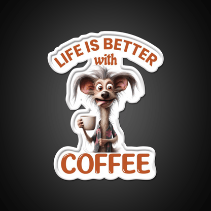 Life Is Better With A Coffee Dog Cafe Led Neon Sign Espresso Bar Art Rgb Color - Shineneon