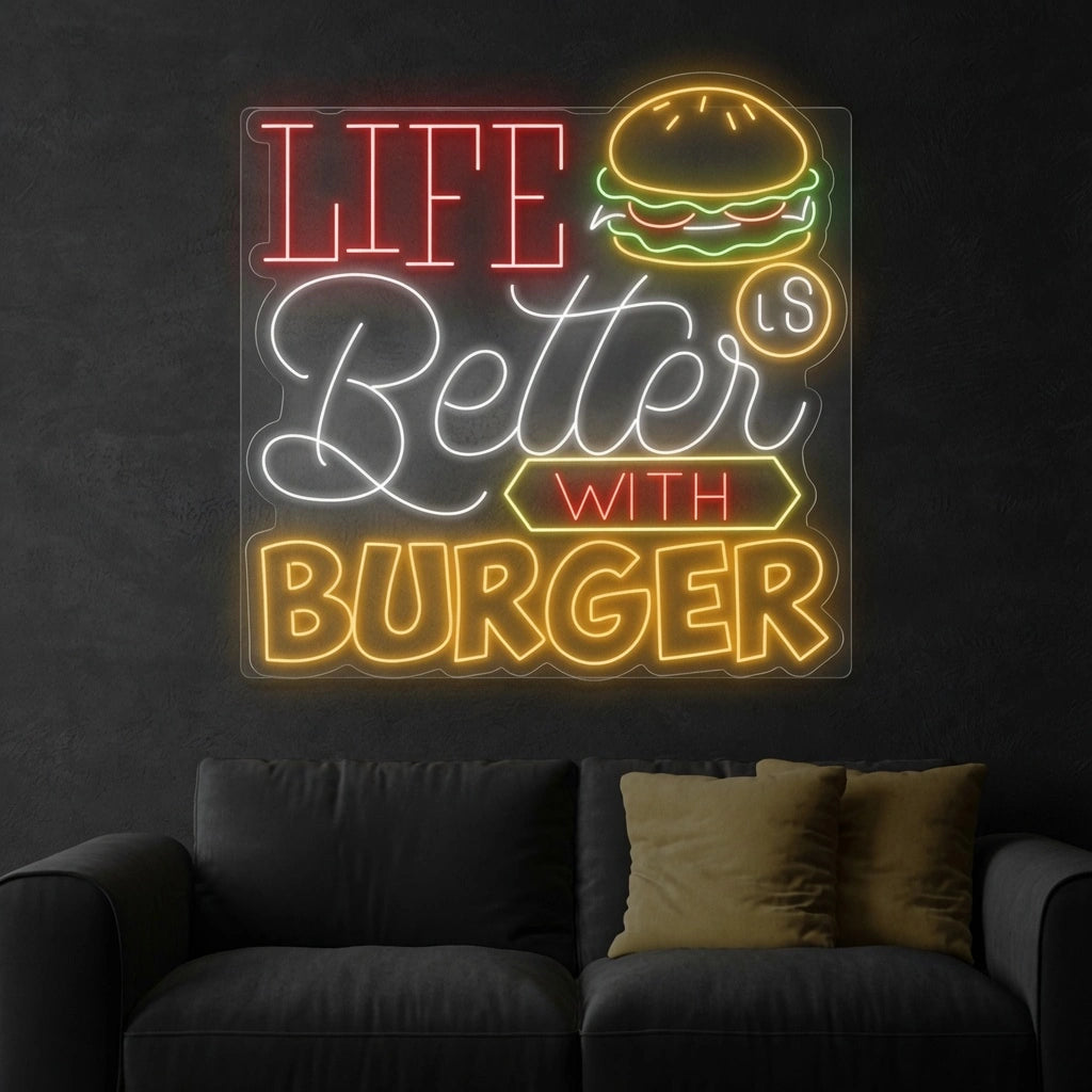 Life Is Better With Burger LED Neon Sign - 01 Original Product Image