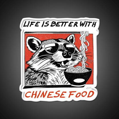 Life Is Better With Chinese Food Retro Raccoon Led Neon Sign Chinese Food Rgb Color - Shineneon