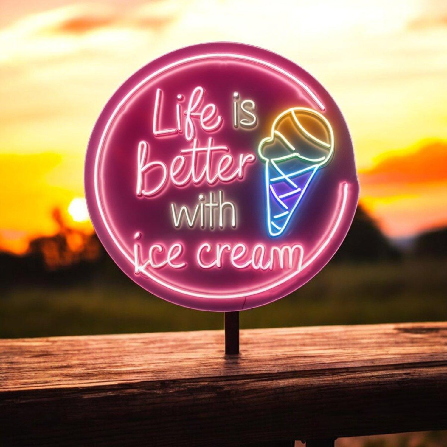 Life Is Better With Ice Cream Led Neon Sign | Shineneon