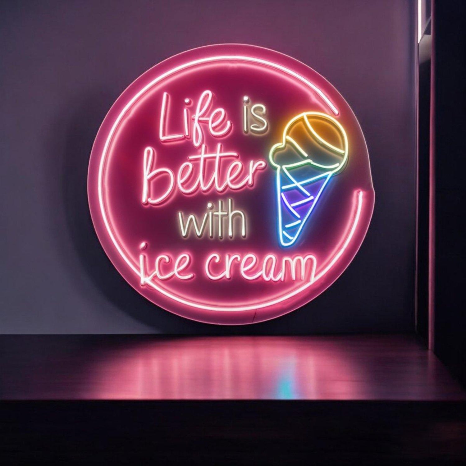 Life Is Better With Ice Cream Led Neon Sign | Shineneon