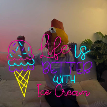 Life Is Better With Ice Cream Led Neon Sign Ice Cream Led Neon Sign | Shineneon