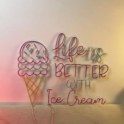 Life Is Better With Ice Cream Led Neon Sign Ice Cream Led Neon Sign | Shineneon