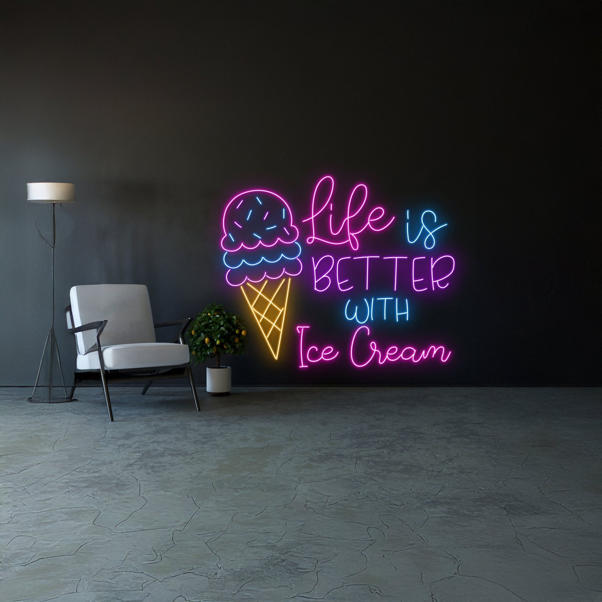 Life Is Better With Ice Cream Neon Sign - Shineneon