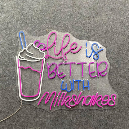 Life Is Better With Milkshakes Led Neon Sign Led Decor | Shineneon