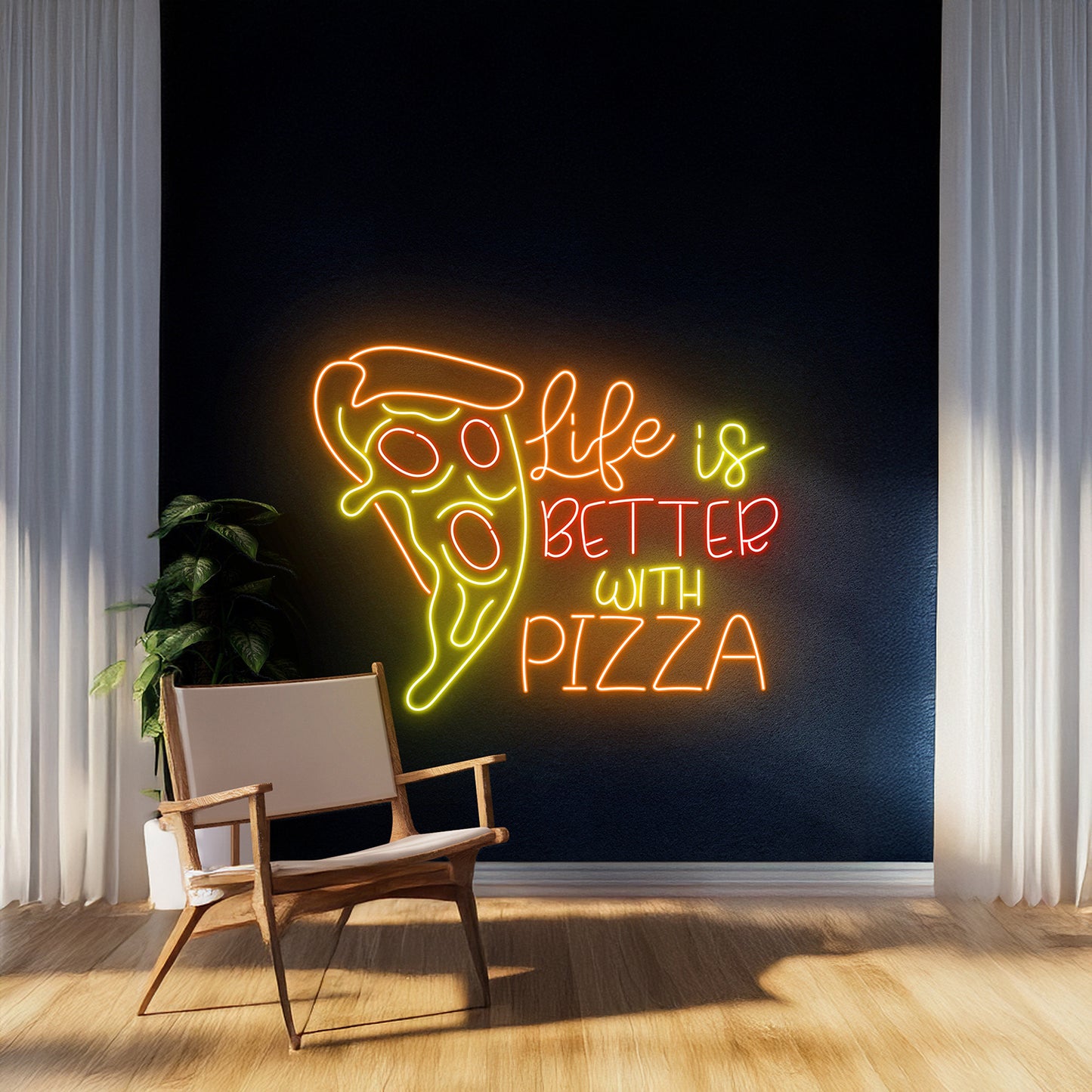 Life Is Better With Pizza Neon Sign