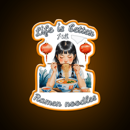Life Is Better With Ramen Cute Chinese Girl Led Neon Sign Chinese Food Rgb Color - Shineneon