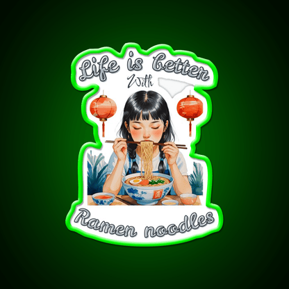 Life Is Better With Ramen Cute Chinese Girl Led Neon Sign Chinese Food Rgb Color - Shineneon