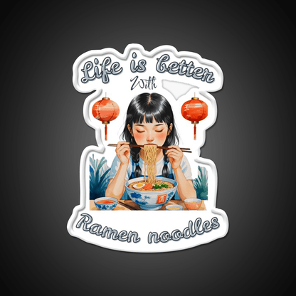 Life Is Better With Ramen Cute Chinese Girl Led Neon Sign Chinese Food Rgb Color - Shineneon