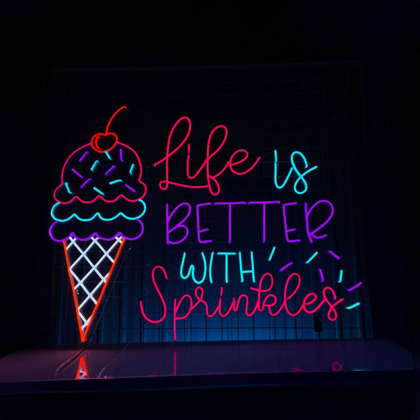 Life Is Better With Sprinkles Ice Cream Neon Sign