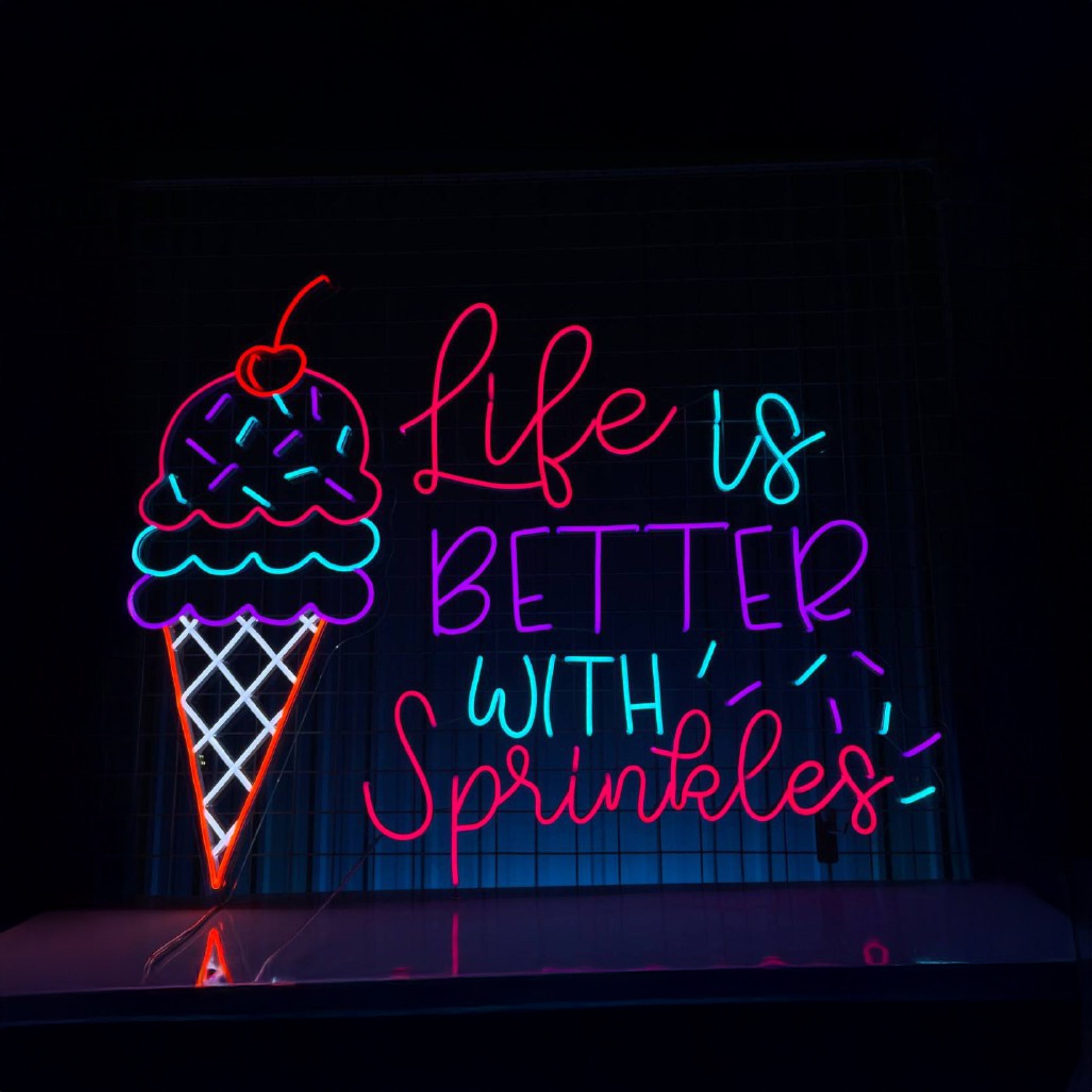 Life Is Better With Sprinkles Ice Cream Neon Sign | Shineneon