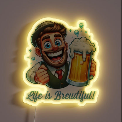 Life Is Brewtiful Rgb Led Neon Sign - Custom LED neon sign front view