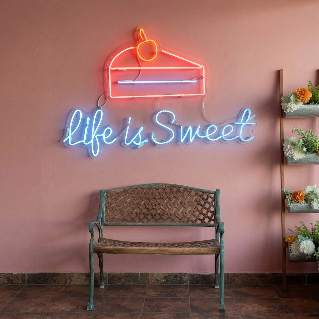 Life Is Sweet And A Bench LED Neon Sign - Shineneon