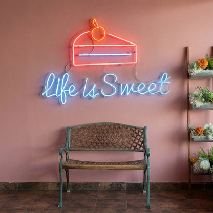 Life Is Sweet And A Bench LED Neon Sign - Shineneon