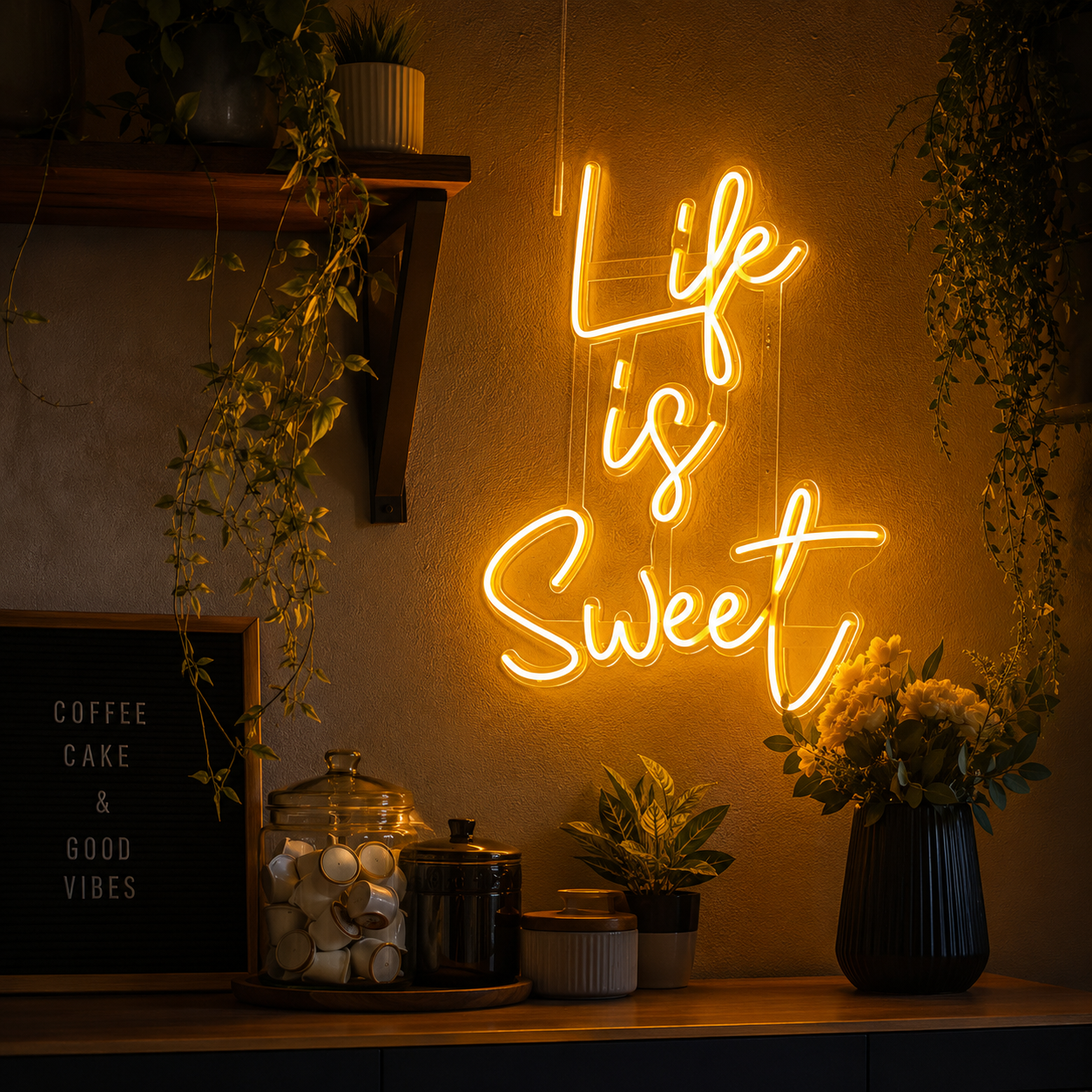 Life Is Sweet Wall Decor LED Neon Sign - 03 Real Lifestyle Scene