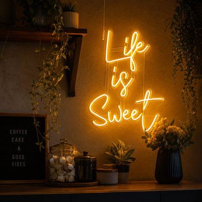 Life Is Sweet Wall Decor LED Neon Sign - 03 Real Lifestyle Scene