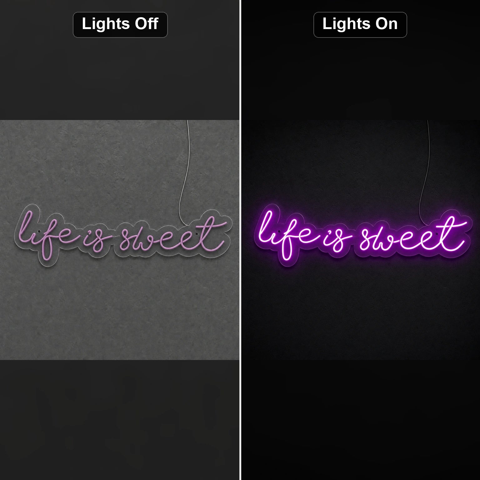 Life S Street LED Neon Sign day and night comparison