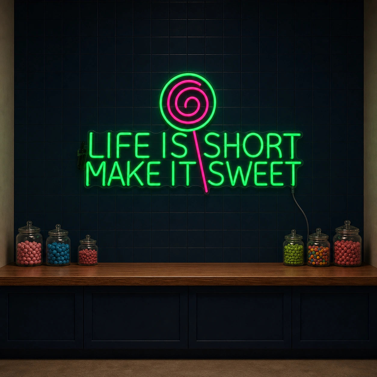 Life Short Make Sweet LED Neon Sign Home Garage Wall Decoration size image