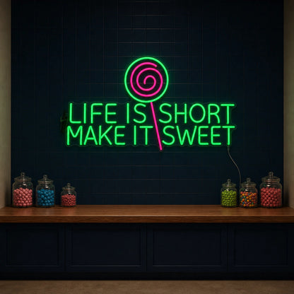 Life Short Make Sweet LED Neon Sign Home Garage Wall Decoration size image