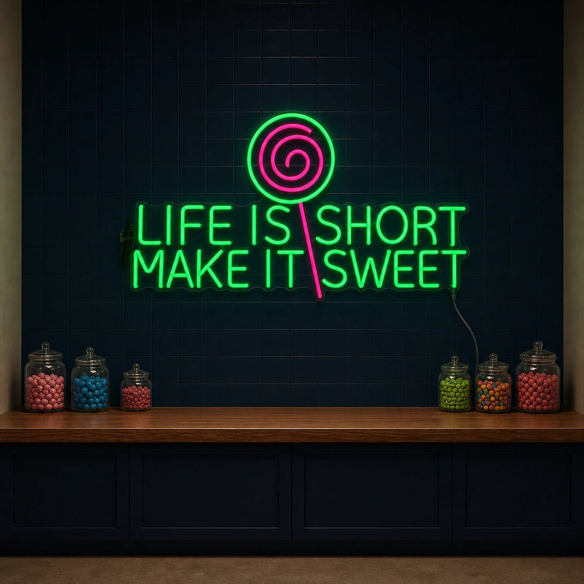 Life Short Make Sweet LED Neon Sign Home Garage Wall Decoration - Shineneon