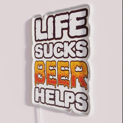 Life Sucks Beer Helps Funny Drinker Sayings Rgb Led Neon Sign - LED neon sign close-up detail