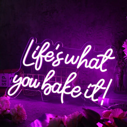 Lifes What You Bake It Purple Led Neon Sign - Shineneon