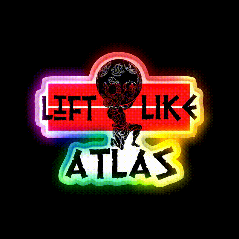 Lift Like Atlas Powerlifting Tgym Fitness Led Neon Sign Rgb Color - LED neon sign close-up detail
