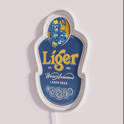 Liger Beer Rgb Led Neon Sign - Neon sign mounted on wall in room