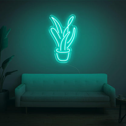 Light Blue Aloe Vera Potted Plant Led Neon Sign For Modern Home Decor | Shineneon