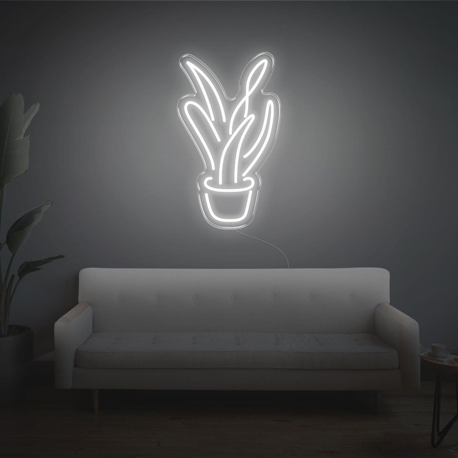 Light Blue Aloe Vera Potted Plant Led Neon Sign For Modern Home Decor | Shineneon