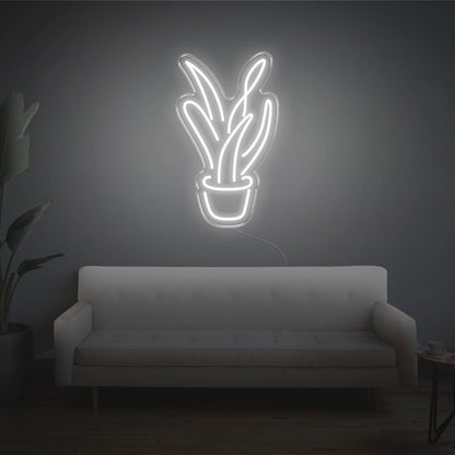Light Blue Aloe Vera Potted Plant Led Neon Sign For Modern Home Decor | Shineneon