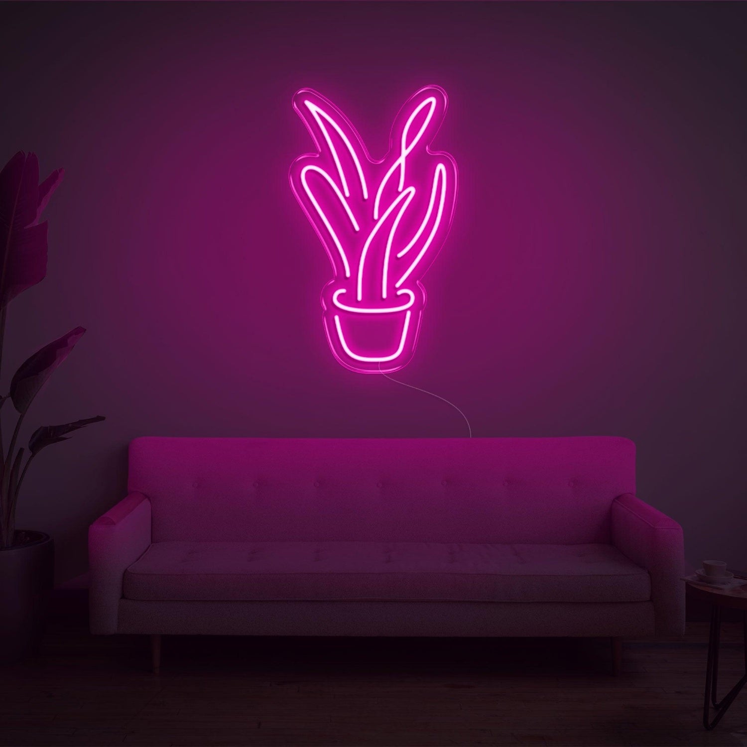 Light Blue Aloe Vera Potted Plant Led Neon Sign For Modern Home Decor | Shineneon