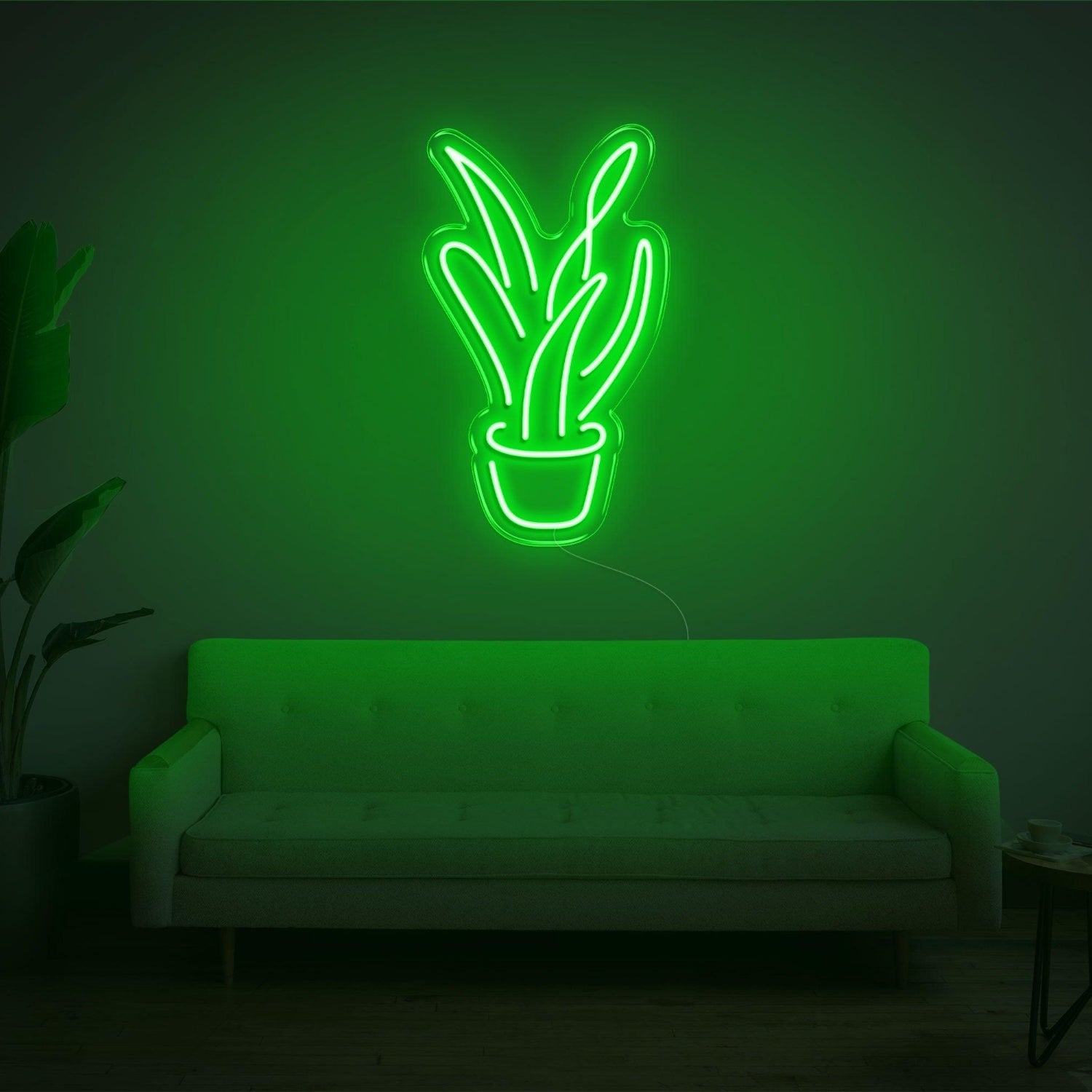 Light Blue Aloe Vera Potted Plant Led Neon Sign For Modern Home Decor | Shineneon